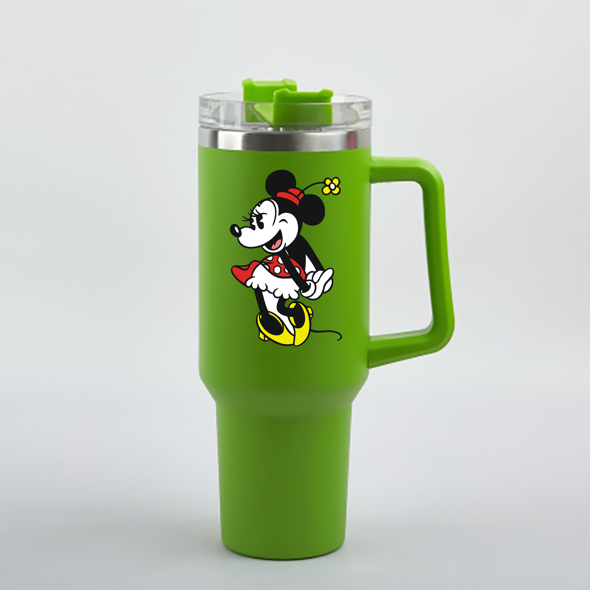 （画像用） ミッキーマウス Mickey Mouse 1200mL車用タンブラー - クリスタルステッカー（プラスチックストロー付き）